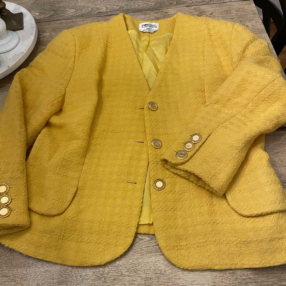 Size 16 Yellow Ports International Vintage Blazer (2424)